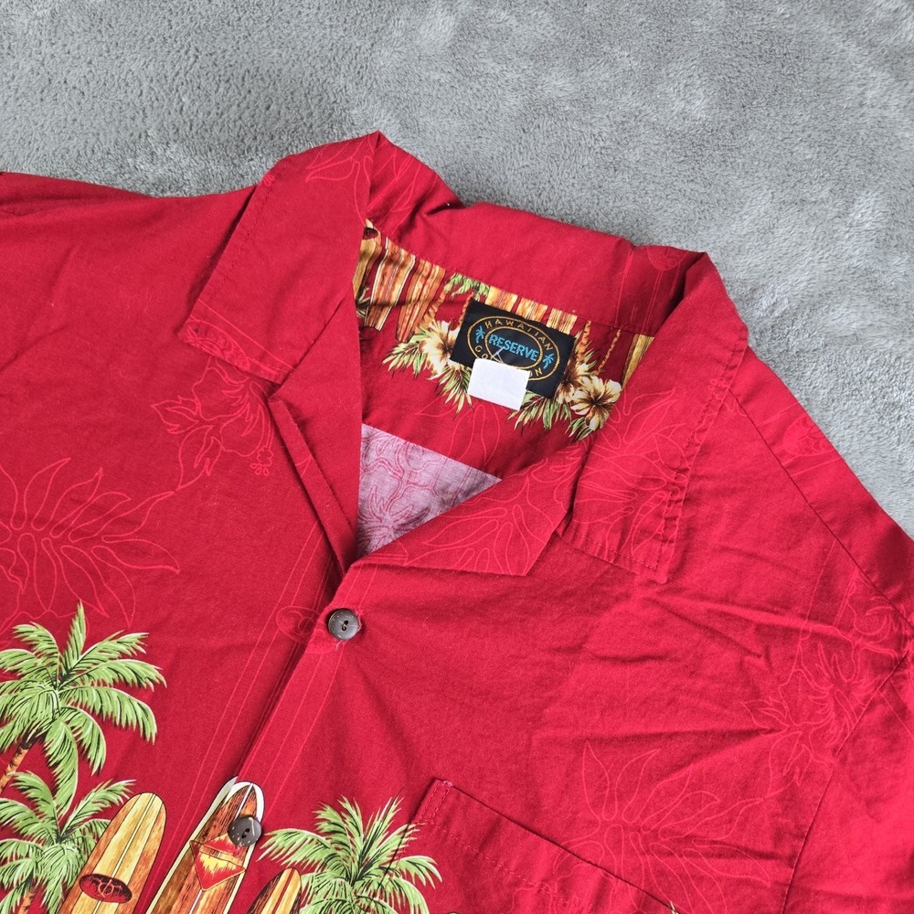 Vintage Hawaiian Reserve Collection Shirt Large Red Surfboard Made In Hawaii